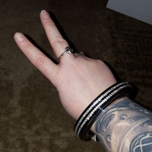 Large Black Bangle Bracelet w/ Swarovski Elements